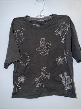 Organic Collective Western Graphic T-Shirt Women’s Small Charcoal Gray
